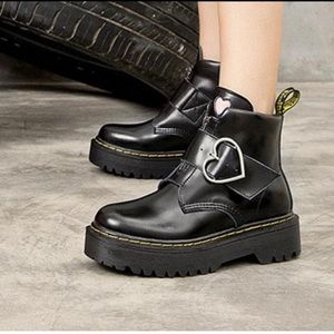Doc Martin Style Heart Buckle Combat Boots